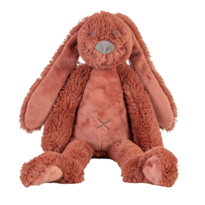 Happy Horse Rabbit Richie warm rusty terracotta-orange plush stuffed animal bunny sitting against a white background.