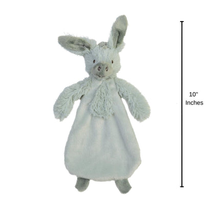 Happy Horse Donkey Diego plush security blanket standing upright displaying a 10-inch height indicator graphic.