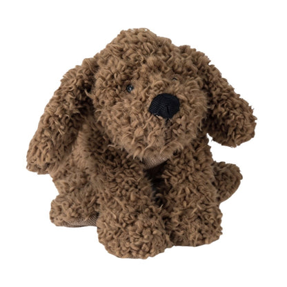 Happy Horse Labradoodle Larry dark brown plush toy sitting forward showing his floppy ears and black nose.