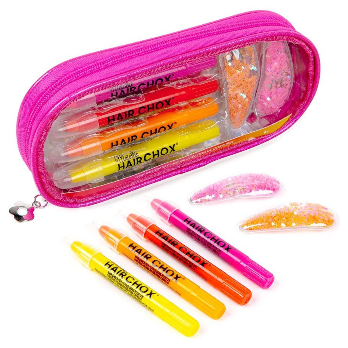 Fashion Angels Hair Chox Design Kit: Pink & Co Pouch, Temporary Hair Chalk Sticks