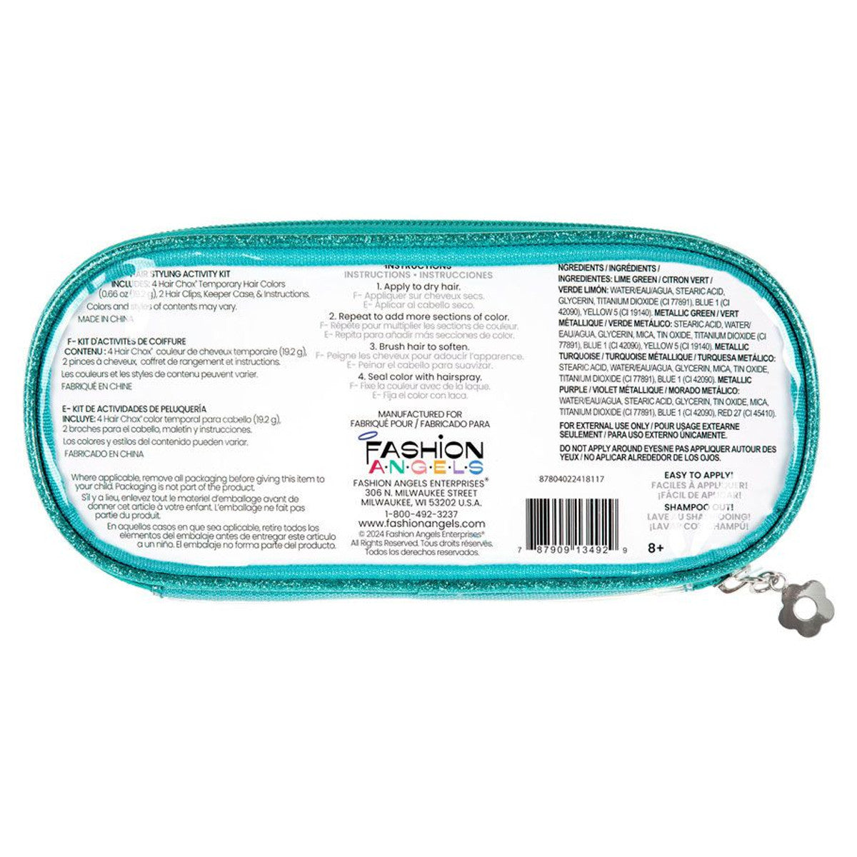 Blue hair color kit with label on a white background