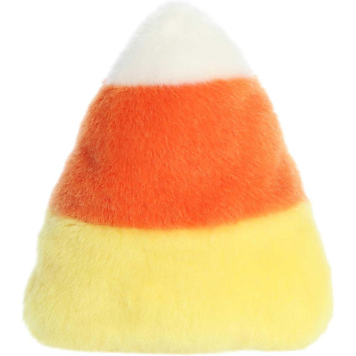 Rear thumbnail view of the Aurora candy corn stuffed toy displaying its smooth, solid tri-color plush back without facial features.