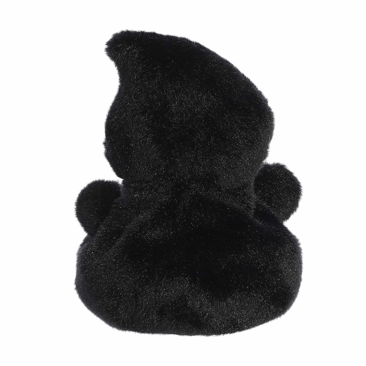 The rear thumbnail view of the all-black Aurora seasonal reaper toy displaying its smooth plush cloak backing and clean stitching.