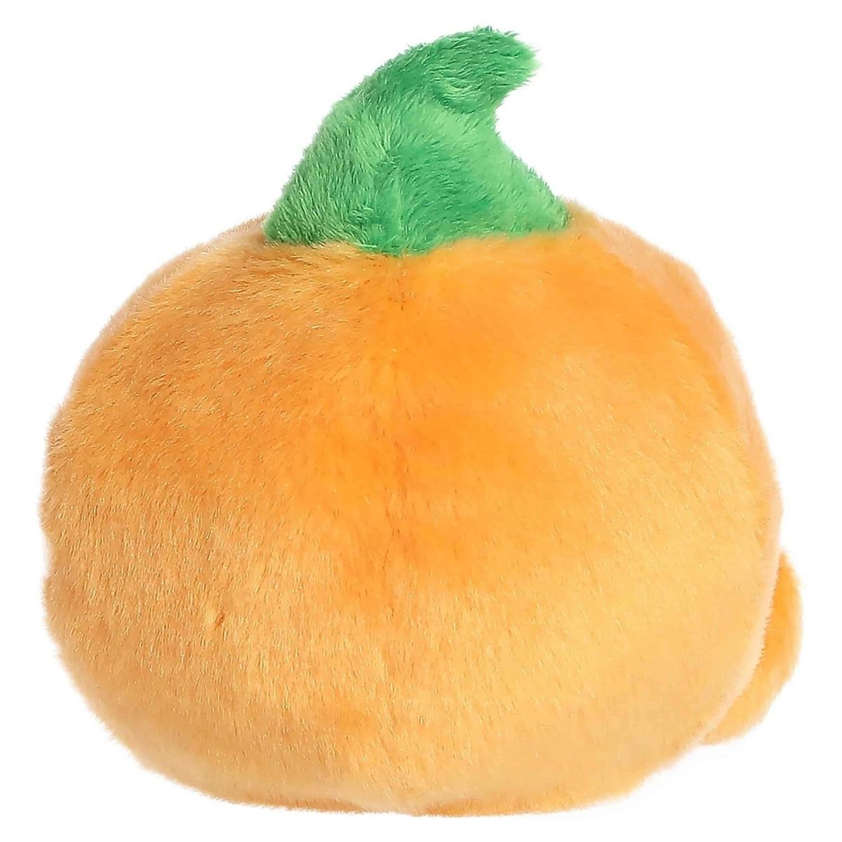Rear thumbnail view of the Aurora jack-o'-lantern stuffed toy displaying its smooth, solid orange plush back and green stem.