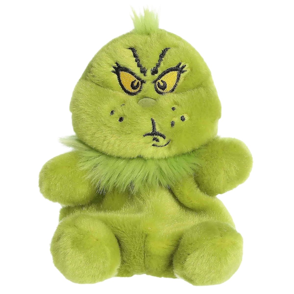 Front view thumbnail of the grumpy green Grinch plush sitting straight and highlighting its furrowed brows.