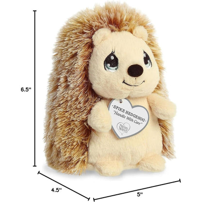 Sizing graphic showing the dimensions of the 6.5-inch Precious Moments Spike Hedgehog plush from multiple angles.