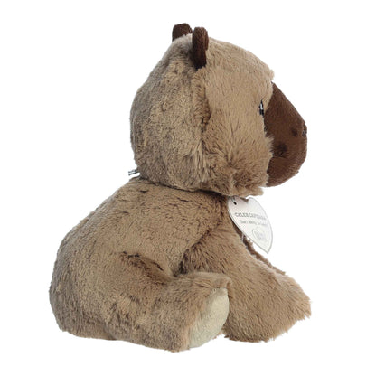 Side profile view of the Caleb Capybara highlighting its fluffy shape, little ears, and sitting pose.