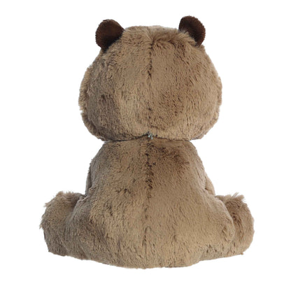 Back view of the Aurora capybara plush showcasing its soft, textured brown plush fur.