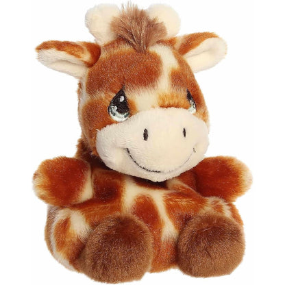 Aurora Palm Pals Precious Moments 5-inch Raffie Giraffe plush stuffed toy sitting forward with brown spots and signature teardrop eyes.