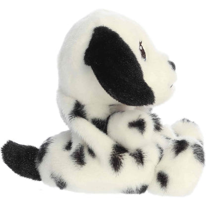 Side profile view of the Palm Pals Barkley Dalmatian highlighting its plump shape, black spots, and little black tail.