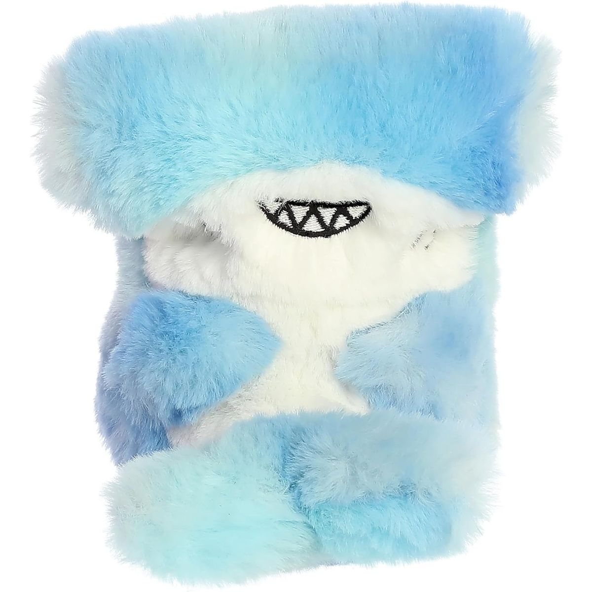 Direct front view of the Aurora Rolly Pet Hamish Hammerhead Shark showing its stitched toothy grin.