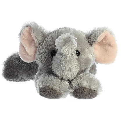 Straight-on front view of the elephant stuffed animal highlighting its large floppy ears and cute upturned trunk.