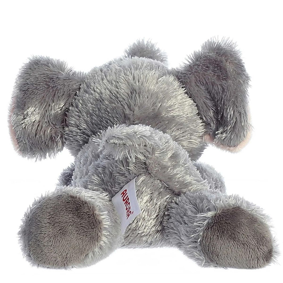 Rear view of the Ellie Elephant plush showing its soft grey back and small tail.