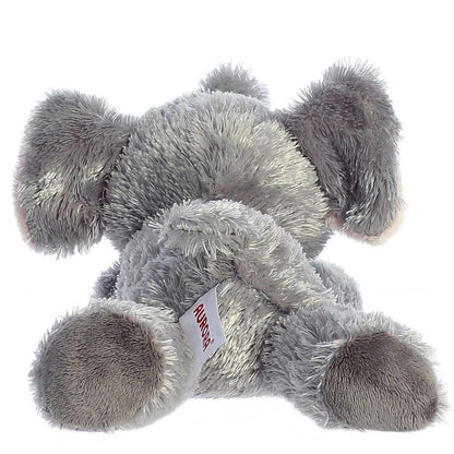 Rear view of the Ellie Elephant plush showing its soft grey back and small tail.
