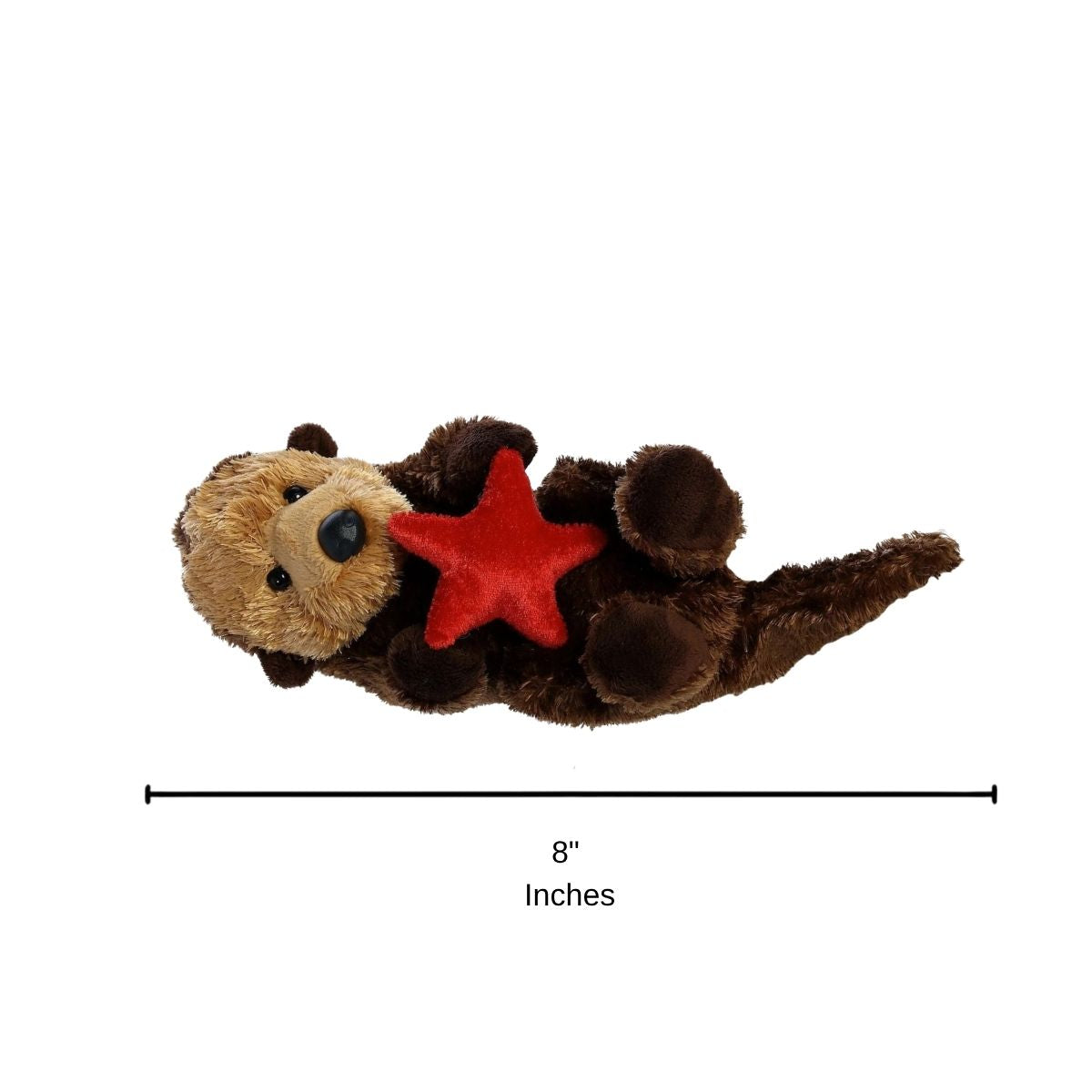 Side profile of the Otto Sea Otter plush with a dimension line indicating its 8-inch length.