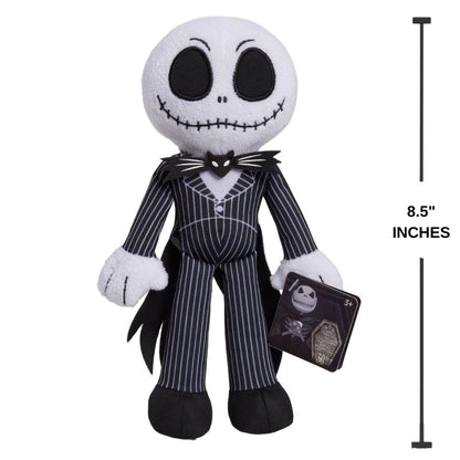 The Jack Skellington plush standing next to a vertical graphic indicator confirming his 8.5-inch height.