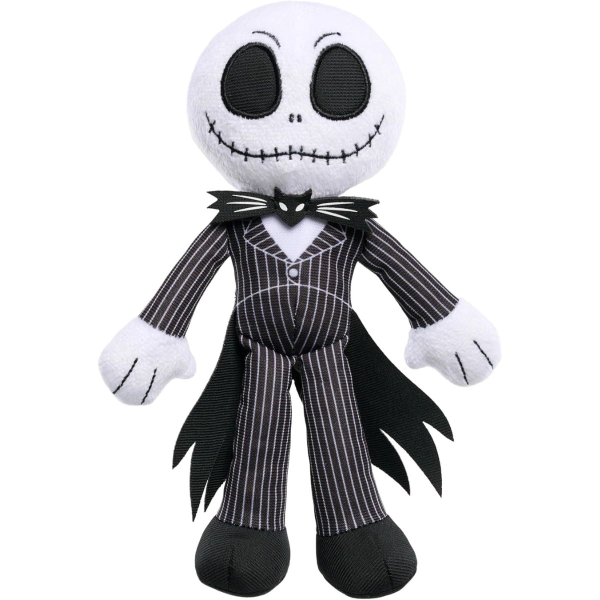 8.5-inch Disney The Nightmare Before Christmas Jack Skellington plush toy standing tall with his signature pinstriped suit and bat-wing bowtie.