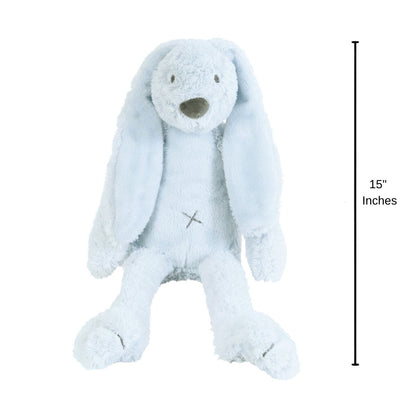 Happy Horse Rabbit Richie plush bunny sitting upright with a 15-inch height indicator graphic next to it.