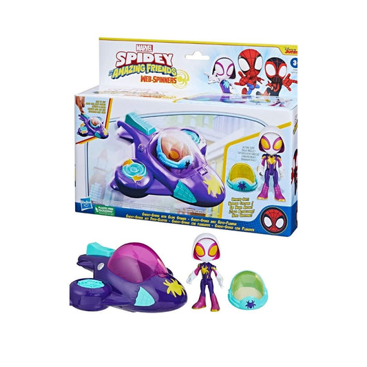 Marvel Spidey and His Amazing Friends Web-Spinners Ghost-Spider with Glide Spinner Toy Car