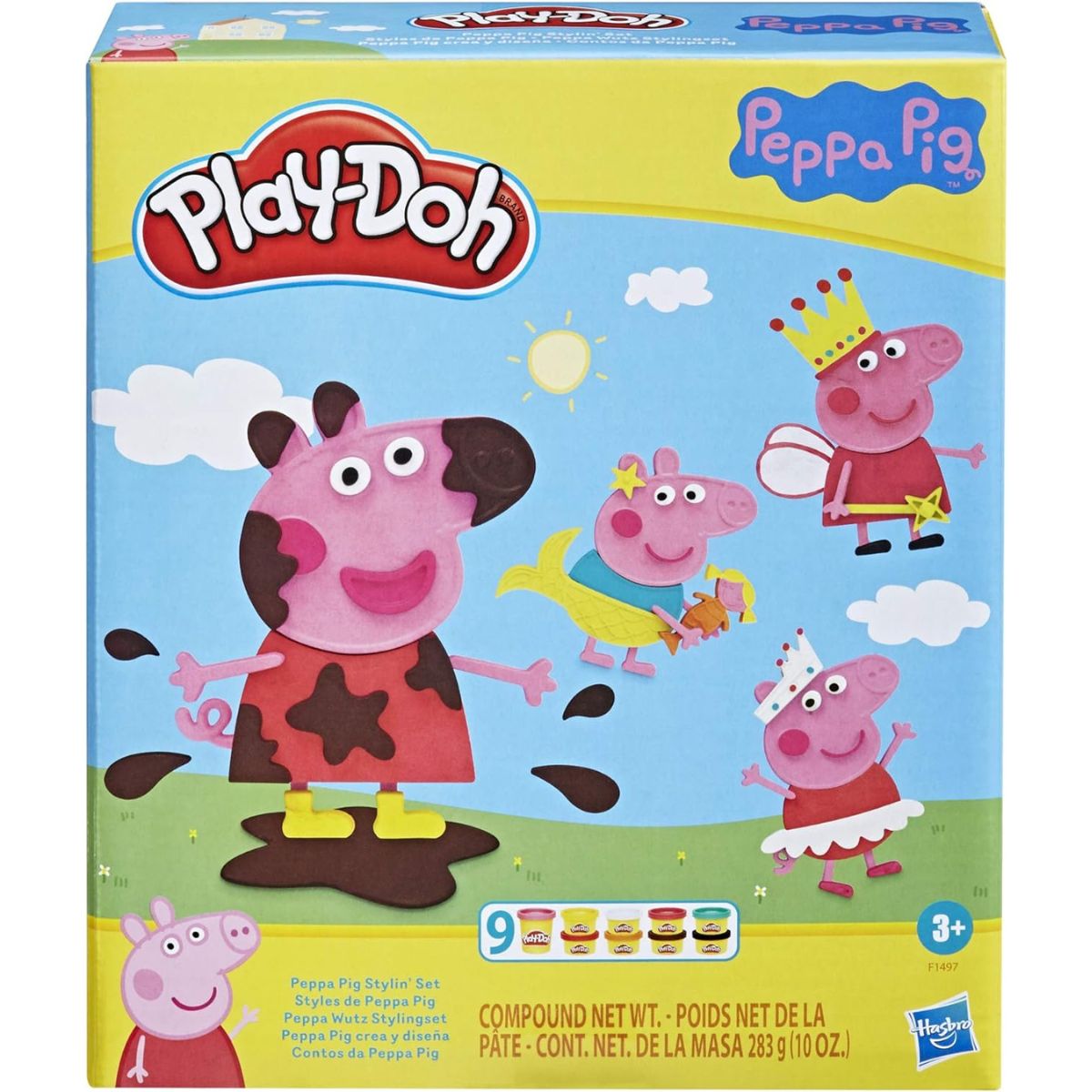 Play-Doh Peppa Pig Stylin' Set, Peppa Pig Playset with 9 Cans of Modeling Compound and 11 Accessories