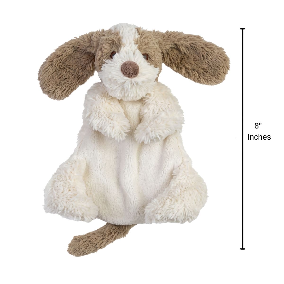 Happy Horse Dog David plush security blanket standing upright displaying an 8-inch height indicator graphic.