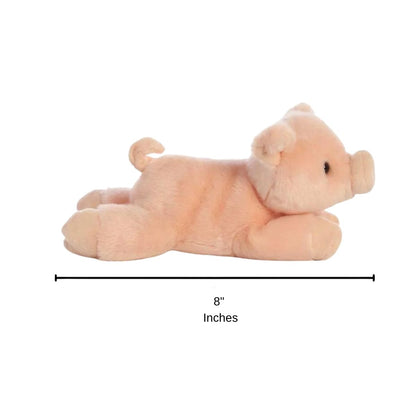 Sizing graphic for the Aurora Mini Flopsie Percy Pig plush indicating a total length of 8 inches.