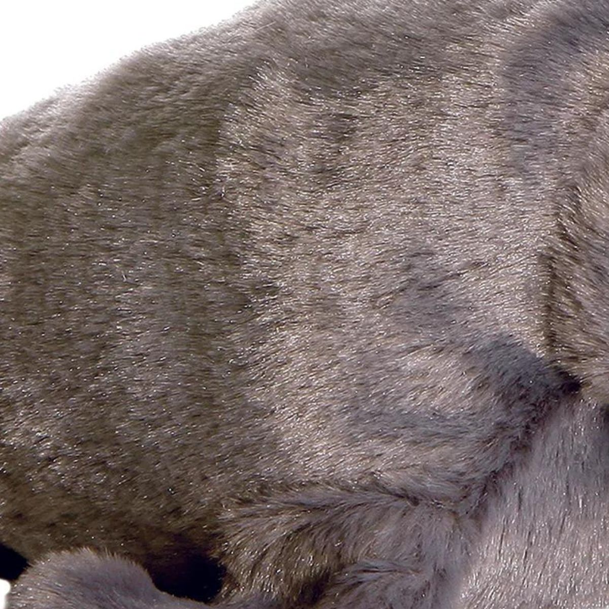 Detailed close-up of the plush texture showing the soft, mottled grey fur of the manatee.