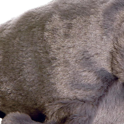 Detailed close-up of the plush texture showing the soft, mottled grey fur of the manatee.