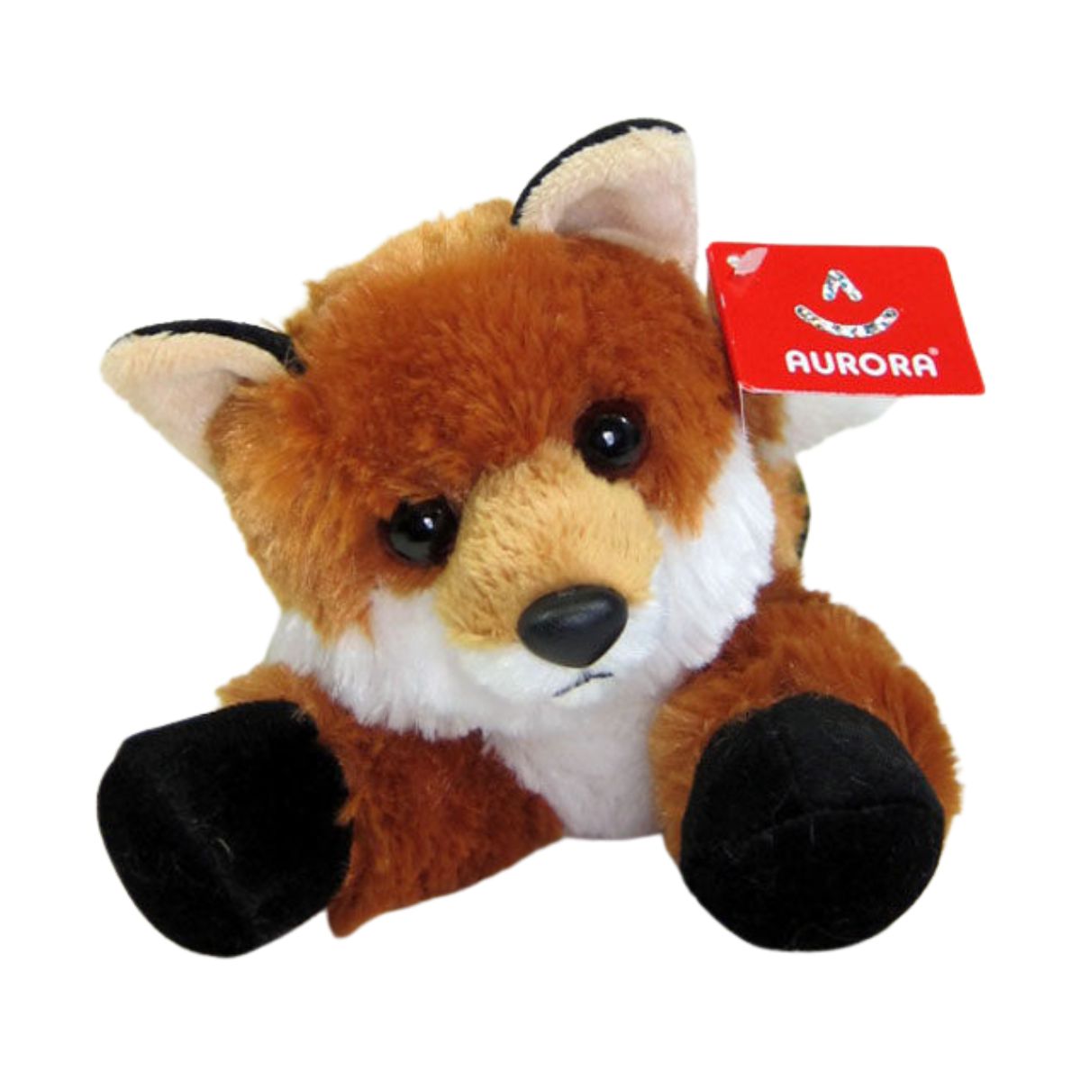 Front view of the adorable Aurora Foxxie stuffed animal featuring a sweet face, white cheeks, dark eyes, and black-tipped ears.