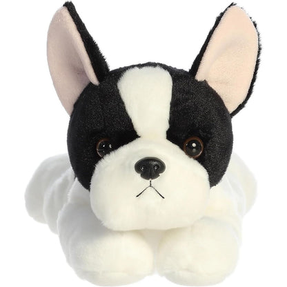 Straight front view of the French Bulldog stuffed animal highlighting its sweet face, upright bat ears, and black eye markings.