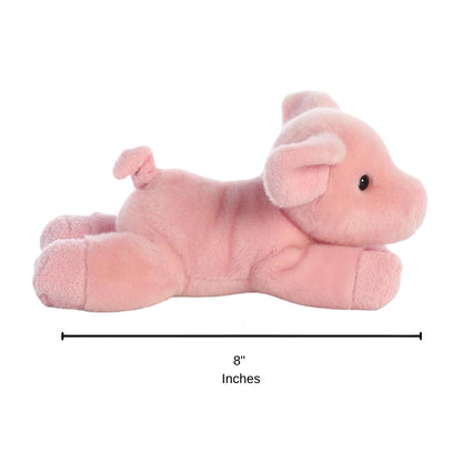 Side profile of the Pickles Piglet plush with a dimension line indicating its 8-inch length.