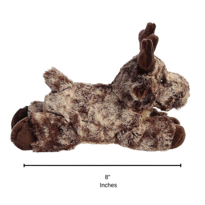 Sizing graphic for the Aurora Mini Flopsie Maia Moose plush indicating a total length of 8 inches.