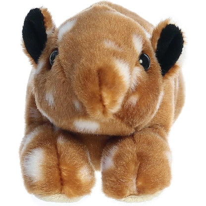 Front view of the adorable Aurora Tapir Calf stuffed animal featuring a sweet face, dark eyes, dark-rimmed ears, and a cute distinctive snout.