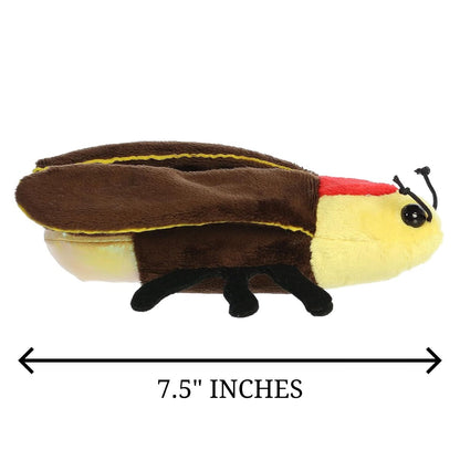 Side profile of the Aurora Mini Flopsie firefly with a dimension line indicating its 7.5-inch total length.