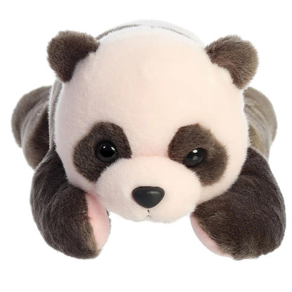 Straight front view of the baby panda stuffed animal highlighting its sweet face, dark eye patches, and floppy front paws.
