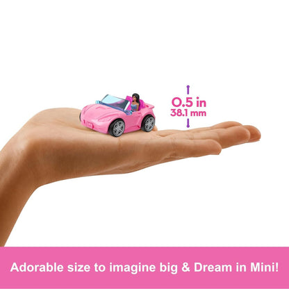 Barbie Mini BarbieLand 1.5" Inch Doll with Color-Changing Convertible Car Vehicle Set