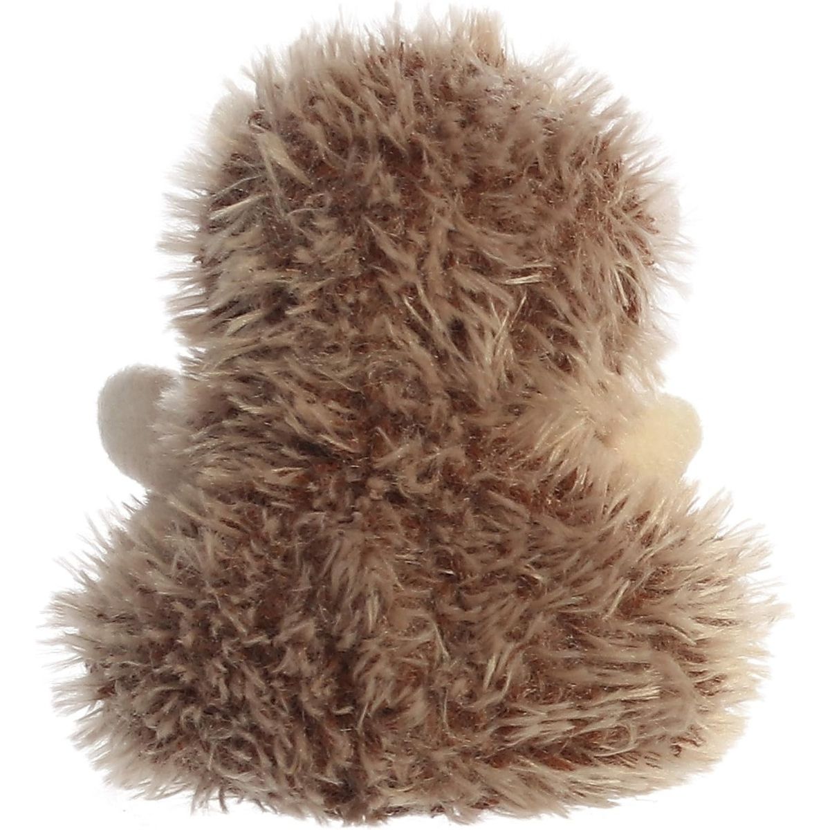 Rear thumbnail view of the Aurora hedgehog stuffed toy displaying its dense, rounded coat of variegated brown and tan faux fur.