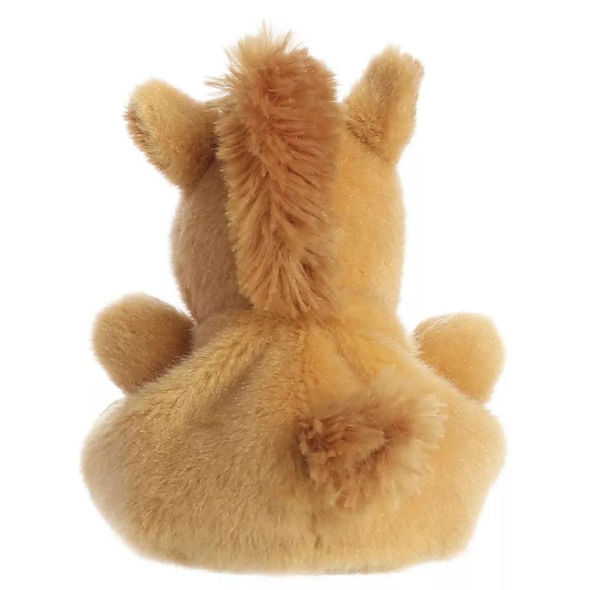 Rear thumbnail view of the Aurora pony stuffed toy displaying its smooth tan plush back, fluffy brown mane strip, and small tufted tail.