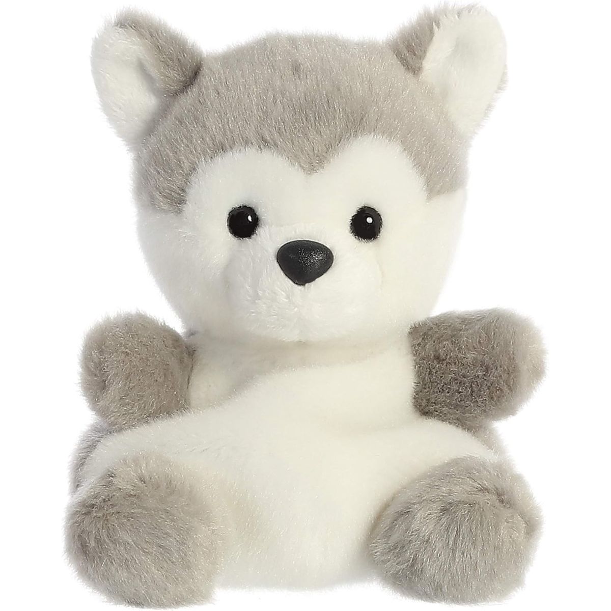 Close-up front portrait thumbnail of the Busky Husky plush highlighting its dark eyes and black button nose.
