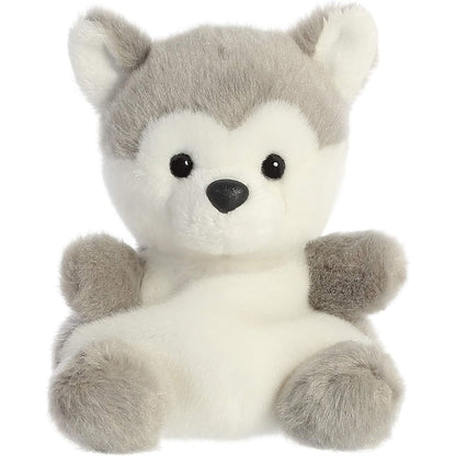 Close-up front portrait thumbnail of the Busky Husky plush highlighting its dark eyes and black button nose.