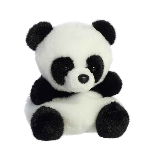 Plush panda toy on a white background