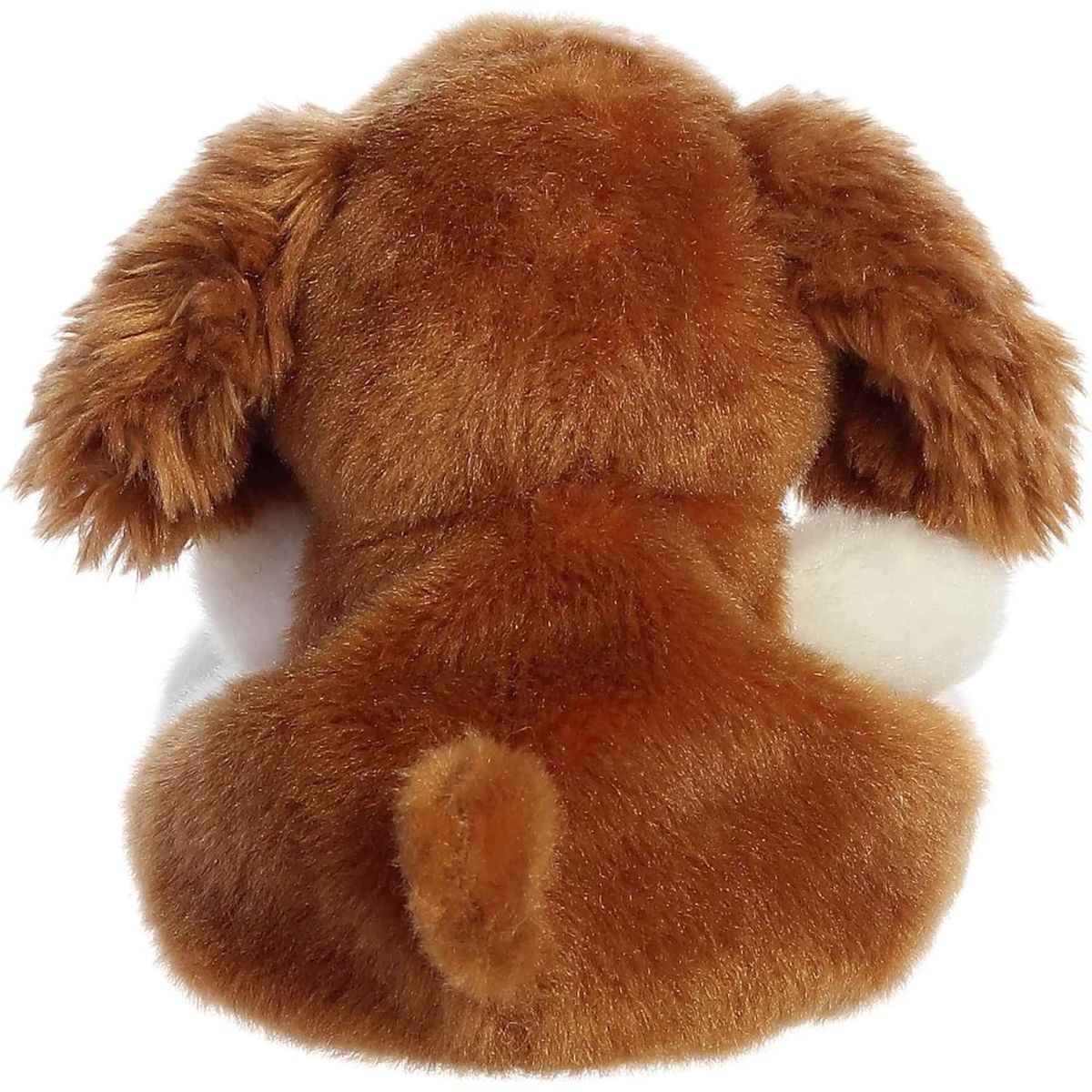 Rear view thumbnail of the Aurora dog stuffed toy displaying its smooth, solid chestnut-brown plush back and tiny tail from behind.