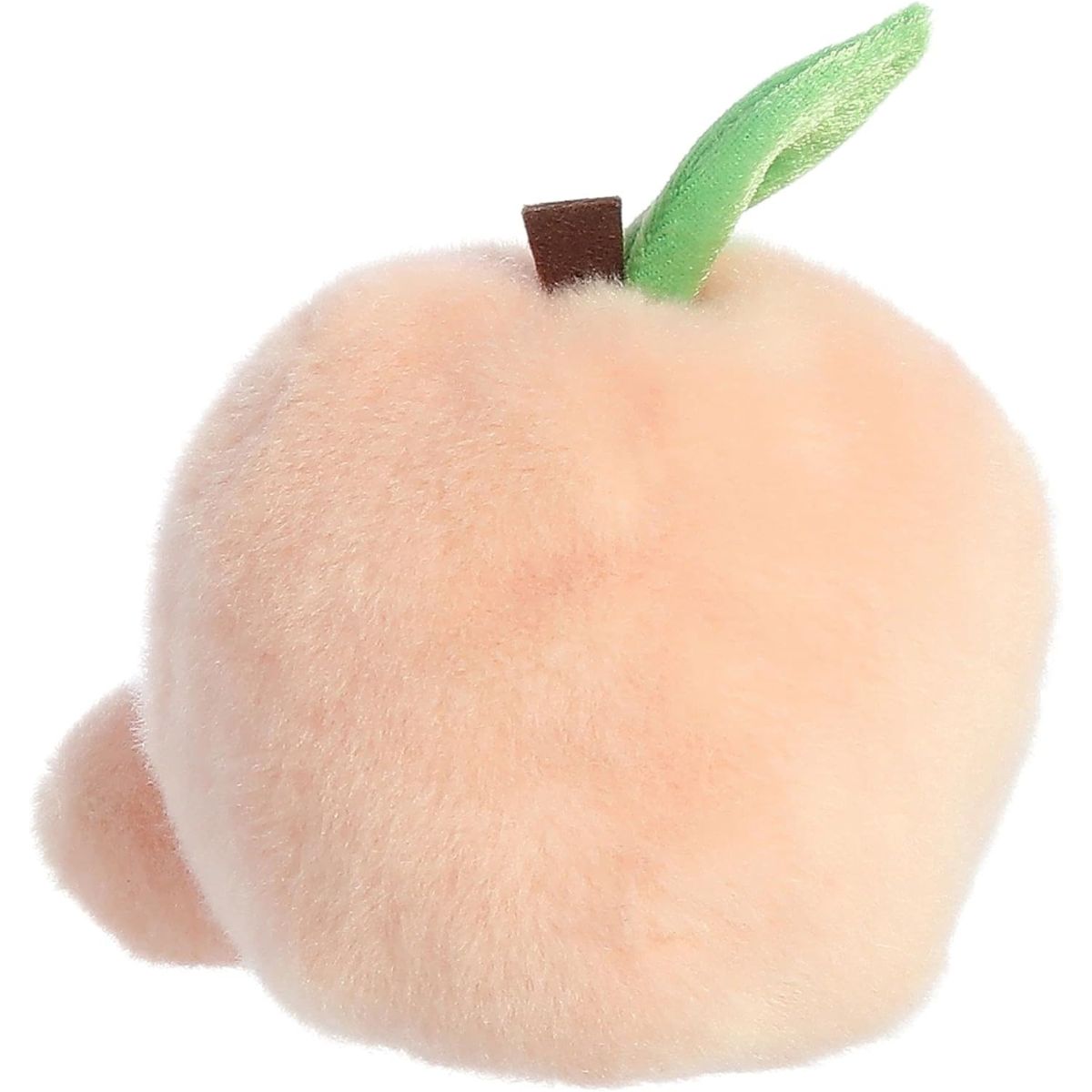 Rear view thumbnail of the Aurora peach stuffed toy displaying its smooth, solid fuzzy peach-colored backing.