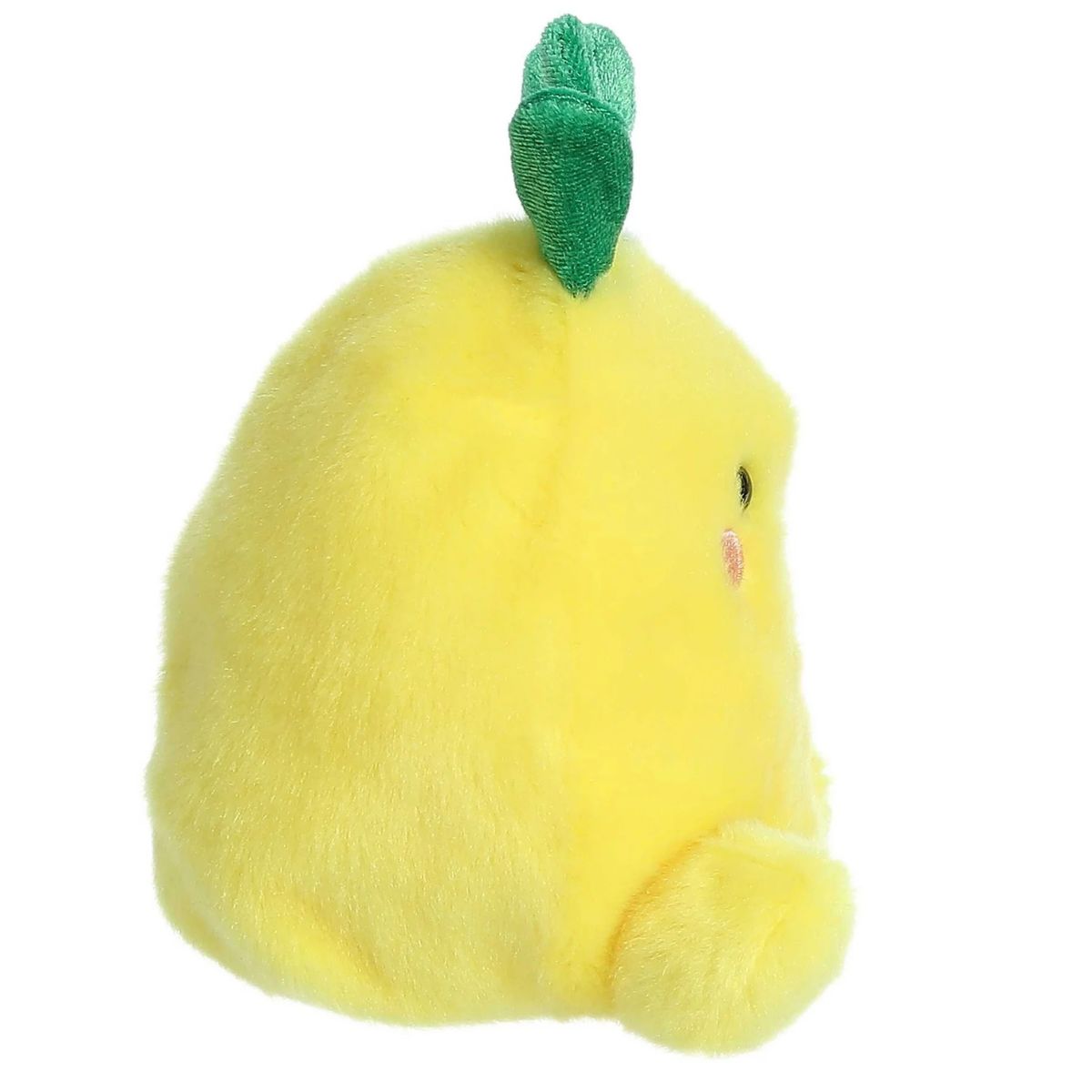 Side profile view of the Perky Pineapple stuffed animal highlighting its plump shape and soft yellow body.
