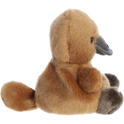 Side profile thumbnail of the mini platypus plush showcasing its rounded body shape, extended gray beak, and flat brown beaver-like tail.