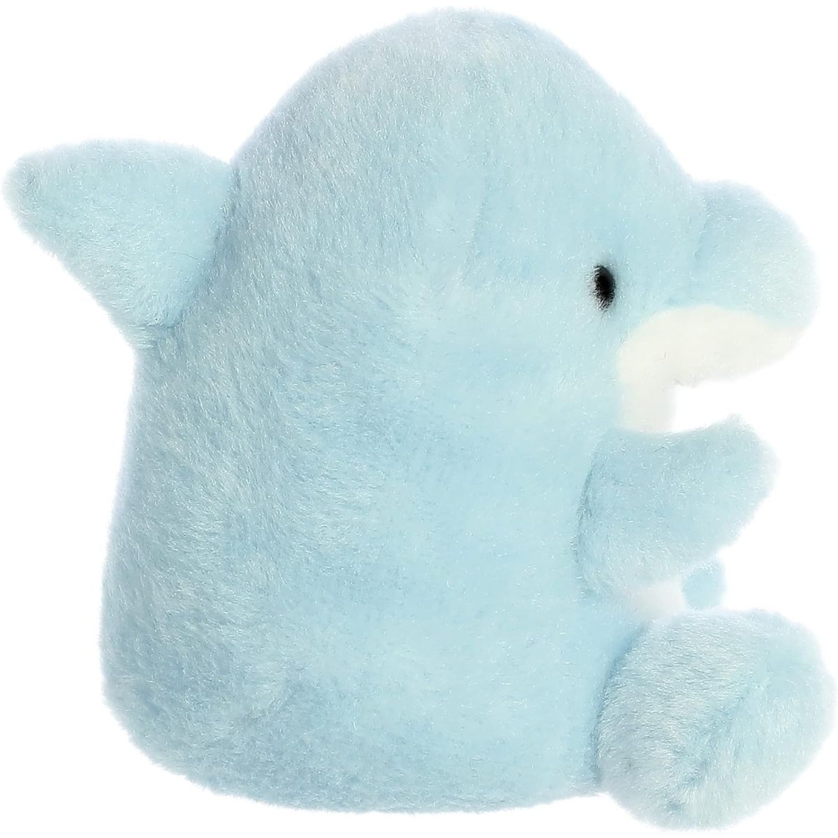 Side profile thumbnail of the mini dolphin plush showcasing its rounded head, small snout, side flipper, and perky dorsal fin.
