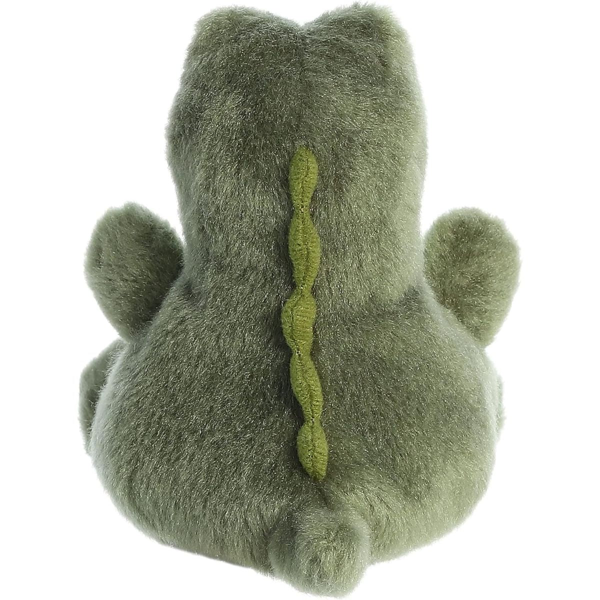 Rear thumbnail view of the Aurora alligator stuffed toy displaying the vertical row of light green ridges running down its dark green back.