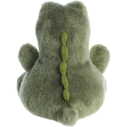 Rear thumbnail view of the Aurora alligator stuffed toy displaying the vertical row of light green ridges running down its dark green back.