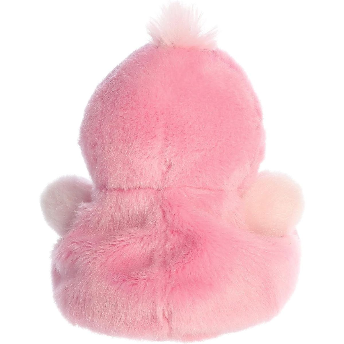 Back view of the cuddly pink Palm Pals flamingo stuffed toy showing its little wings.