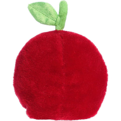 Back view of the cuddly red Palm Pals cherry stuffed animal showing its solid red back.